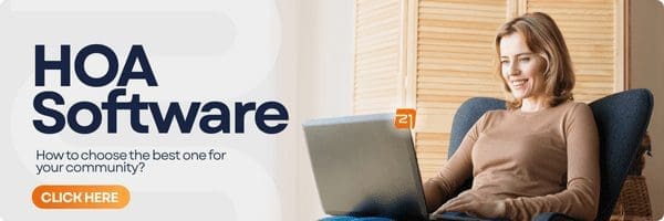 HOA App: The 6 Most Frequently Asked Questions (And Their Simple Answers) 2 A woman with a computer searching about an HOA App.