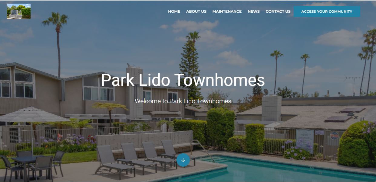 HOA Websites: How to Create Yours 8 screenshot of park lido townhomes hoa website design
